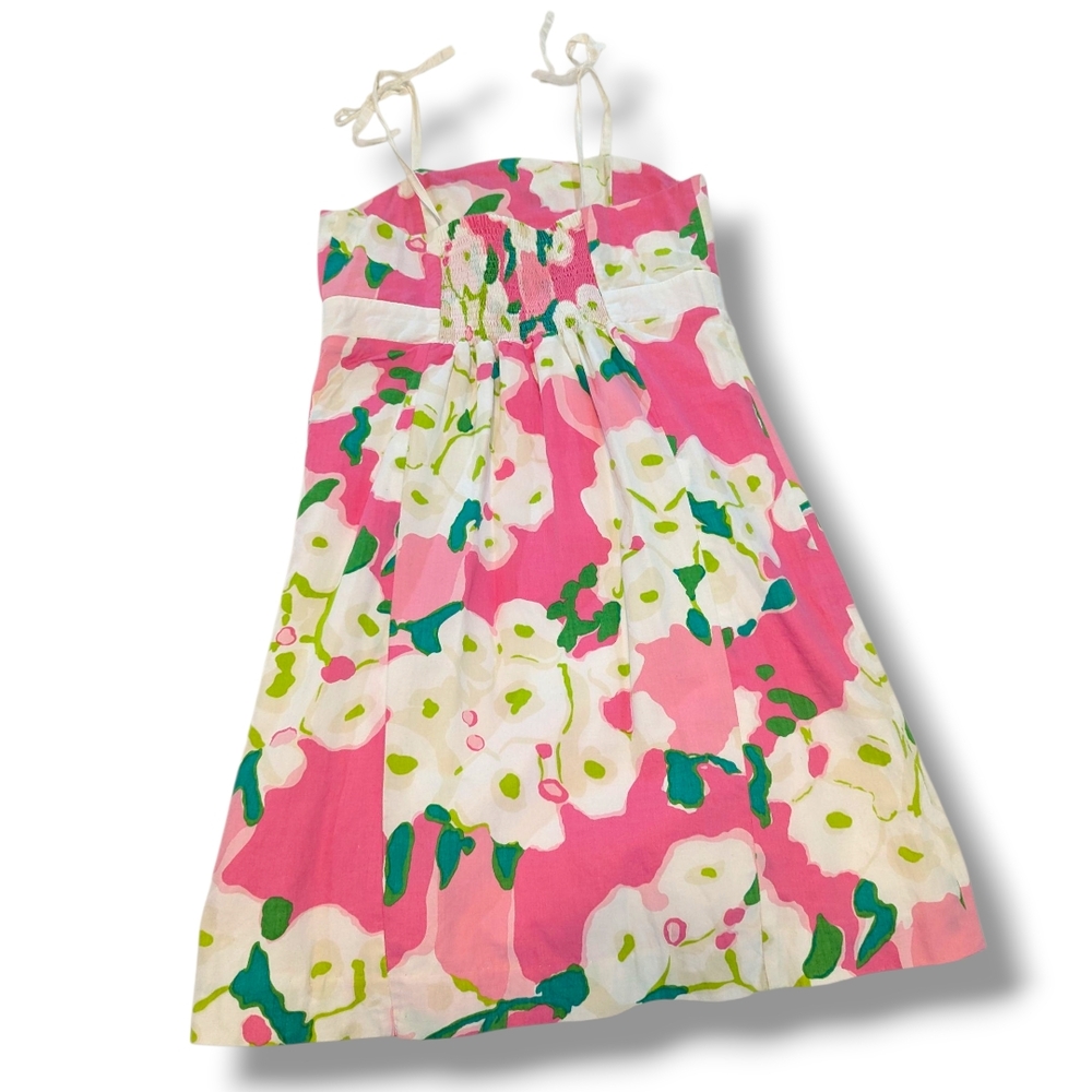 Lilly Pulitzer Pink and White "It Can Be Arranged" Girls Floral Dress, Size 14 - Picture 2 of 12